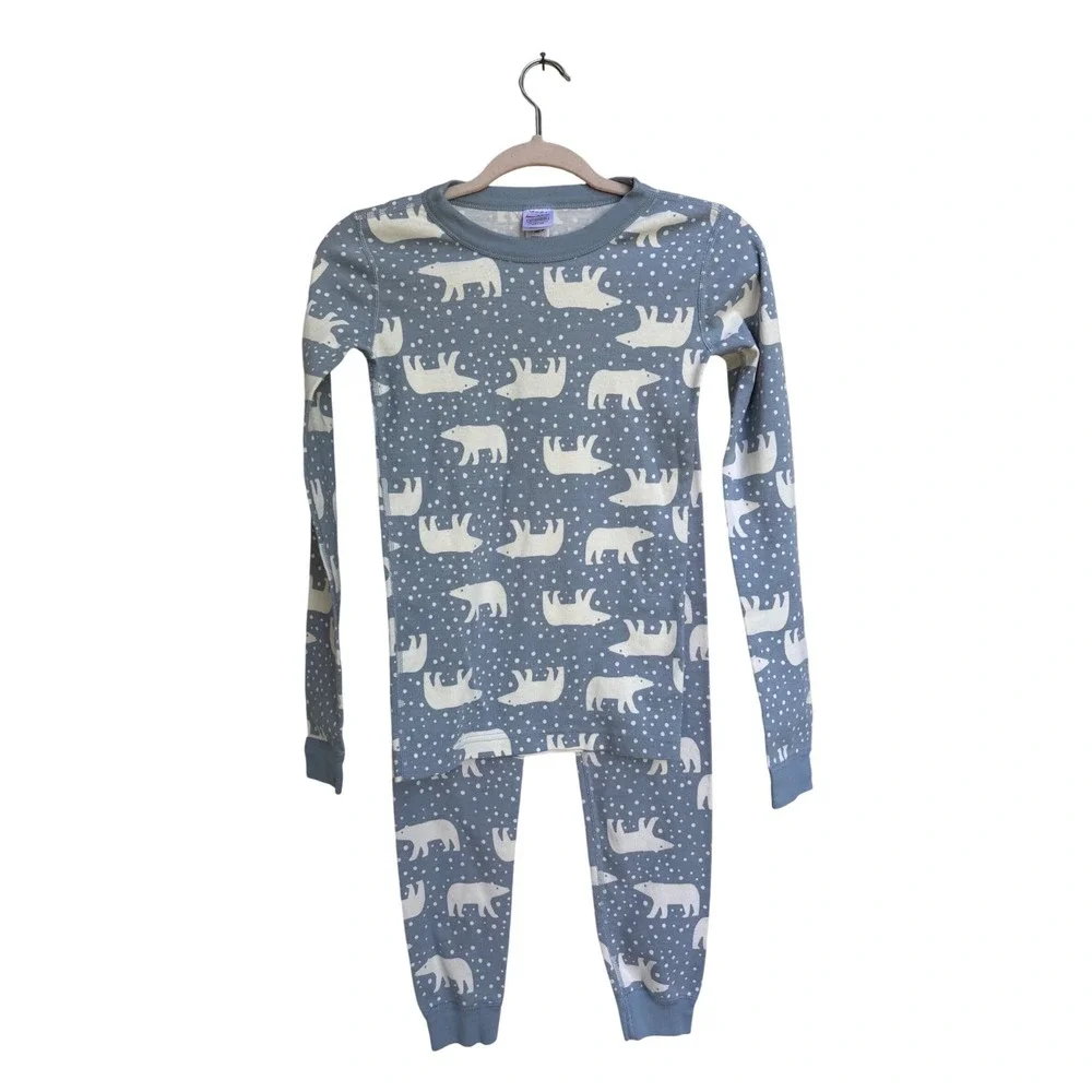 Hanna Andersson Kids Blue‎ Polar Bear Organic Cotton Pajama Set Size 12/14 160cm